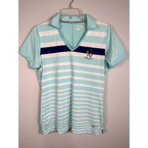 Nike Golf Womens Top Medium US Open Championship Shirt Short Sleeve Striped Blue